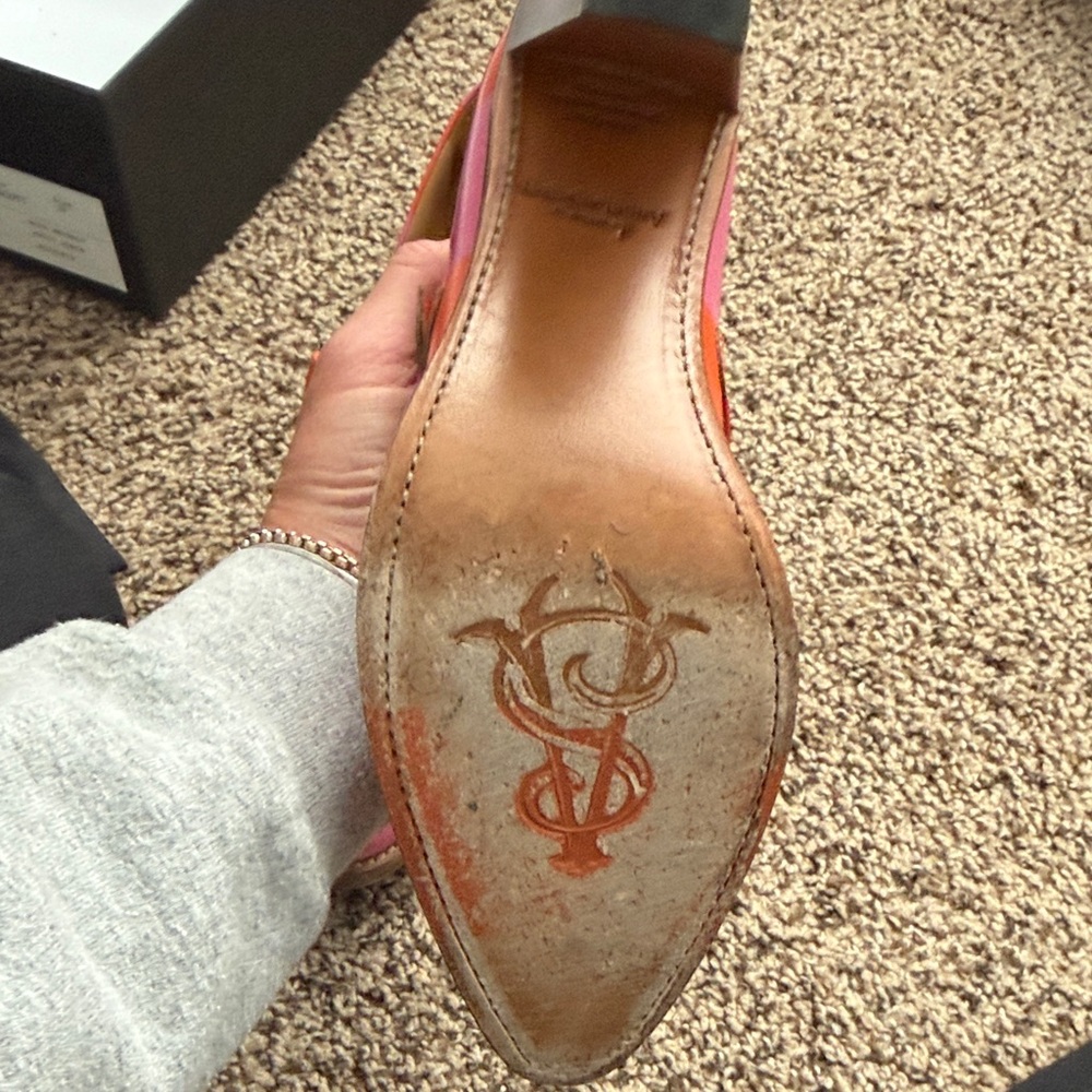 Colorblock Pink & Orange Mary Jane Mules - Picture 7 of 7
